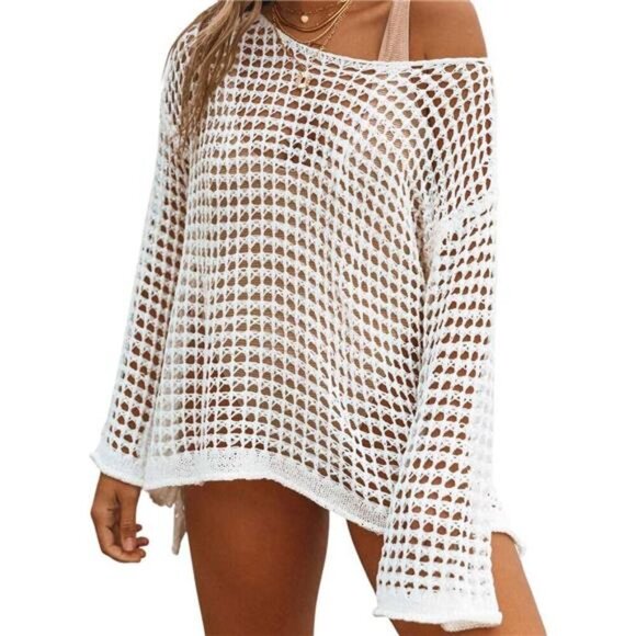 Sexy Crochet Swim Cover Up Hollow Out Knit Beachwear Summer Outfit